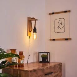 Hofstein Sunnyvale Wandleuchte Schwarz, Braun, Holz hell, 1-flammig -Wandleuchten Verkauf sunnyvale wandleuchte h3369586 9