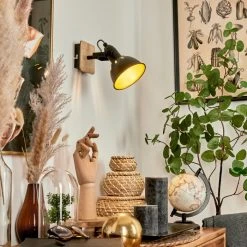 Hofstein Tina Wandleuchte Chrom, Schwarz, Holz hell, 1-flammig -Wandleuchten Verkauf tina wandleuchte h3581018 8