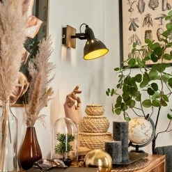 Hofstein Tina Wandleuchte Chrom, Schwarz, Holz dunkel, 1-flammig -Wandleuchten Verkauf tina wandleuchte h3581056 8