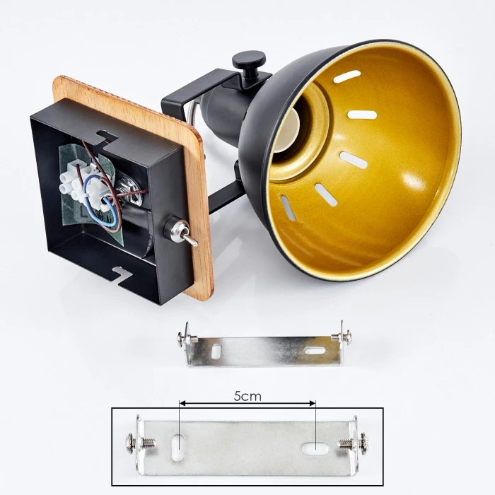 Hofstein Tina Wandleuchte Chrom, Schwarz, Naturfarben, 1-flammig 5 Hofstein Tina Wandleuchte Chrom, Schwarz, Naturfarben, 1-flammig - Image 5