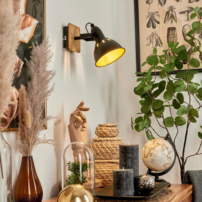 Hofstein Tina Wandleuchte Chrom, Schwarz, Naturfarben, 1-flammig 9 Hofstein Tina Wandleuchte Chrom, Schwarz, Naturfarben, 1-flammig - Image 9