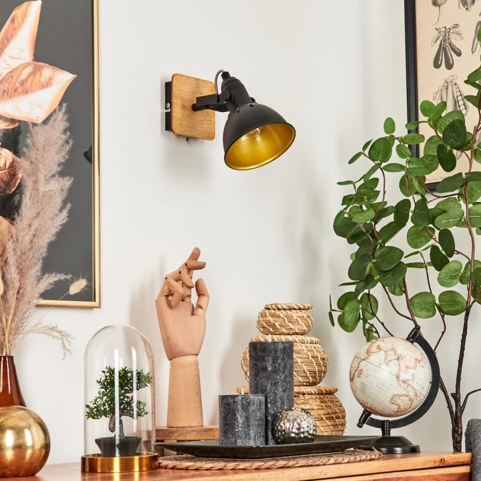 Hofstein Tina Wandleuchte Chrom, Schwarz, Naturfarben, 1-flammig 10 Hofstein Tina Wandleuchte Chrom, Schwarz, Naturfarben, 1-flammig - Image 10