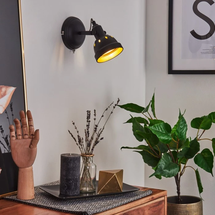 Hofstein Tita Wandleuchte Chrom, Schwarz, 1-flammig 1 Hofstein Tita Wandleuchte Chrom, Schwarz, 1-flammig