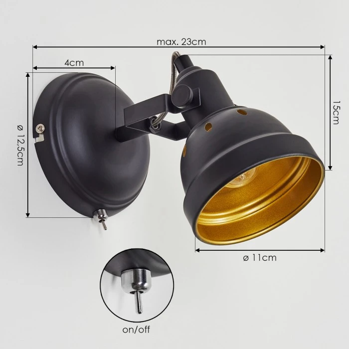 Hofstein Tita Wandleuchte Chrom, Schwarz, 1-flammig 4 Hofstein Tita Wandleuchte Chrom, Schwarz, 1-flammig - Image 4