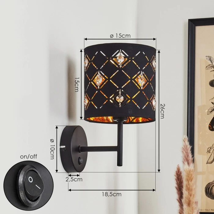 Hofstein Trasancos Wandleuchte Schwarz, 1-flammig 4 Hofstein Trasancos Wandleuchte Schwarz, 1-flammig - Image 4