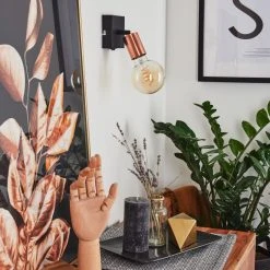 Hofstein Tulla Wandleuchte Schwarz, Kupferfarben, 1-flammig -Wandleuchten Verkauf tulla wandleuchte h3382448 11