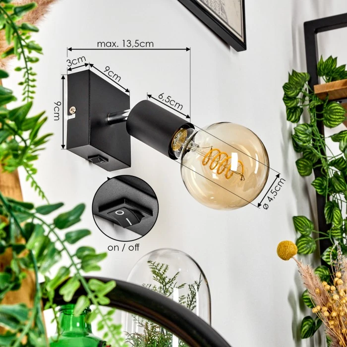 Hofstein Tulla Wandleuchte Schwarz, 1-flammig 4 Hofstein Tulla Wandleuchte Schwarz, 1-flammig - Image 4