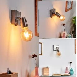 Hofstein Tulla Wandleuchte Nickel-Matt, 1-flammig