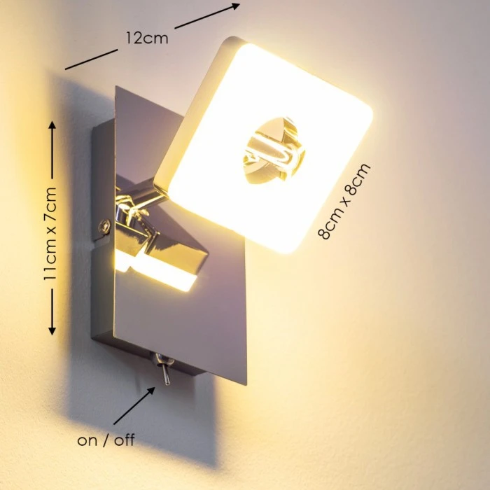Hofstein Turin Wandspot LED Chrom, 1-flammig 2 Hofstein Turin Wandspot LED Chrom, 1-flammig - Image 2
