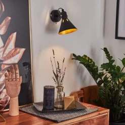 Hofstein Upiano Wandleuchte Chrom, Schwarz, 1-flammig