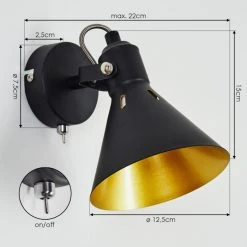 Hofstein Upiano Wandleuchte Chrom, Schwarz, 1-flammig -Wandleuchten Verkauf upiano wandleuchte h3017777 3