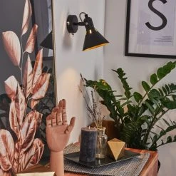 Hofstein Upiano Wandleuchte Chrom, Schwarz, 1-flammig -Wandleuchten Verkauf upiano wandleuchte h3017777 8