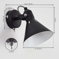 Hofstein Upiano Wandleuchte Chrom, Schwarz, 1-flammig -Wandleuchten Verkauf upiano wandleuchte h3017814 3