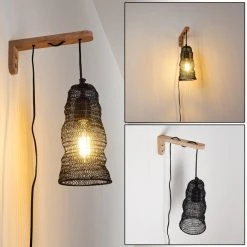 Hofstein Verpuppt Wandleuchte Holz hell, 1-flammig