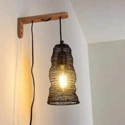 Hofstein Verpuppt Wandleuchte Holz hell, 1-flammig -Wandleuchten Verkauf verpuppt wandleuchte h3316412 2