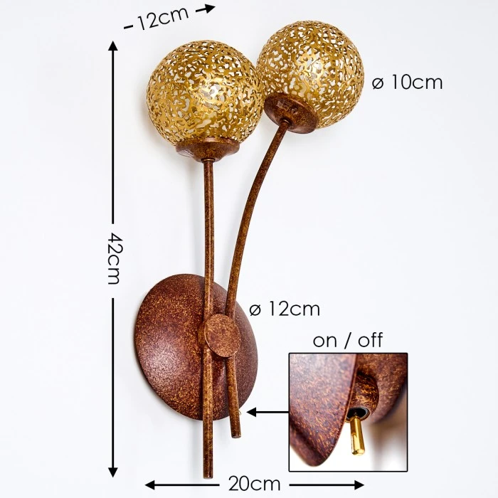 Hofstein Virga Wandleuchte Rostfarben, 2-flammig 2 Hofstein Virga Wandleuchte Rostfarben, 2-flammig - Image 2