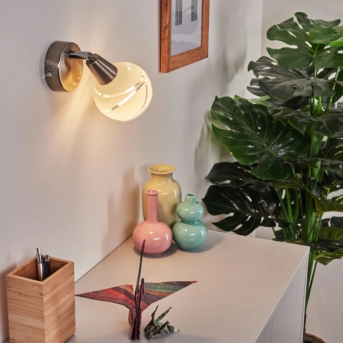 Hofstein Warga Wandleuchte LED Nickel-Matt, 1-flammig 1 Hofstein Warga Wandleuchte LED Nickel-Matt, 1-flammig