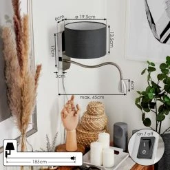 Hofstein Wiby Wandleuchte LED Nickel-Matt, 2-flammig -Wandleuchten Verkauf wiby wandleuchte h3588390 3