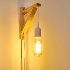 Hofstein Wiedau Wandleuchte Weiß, Holz hell, 1-flammig -Wandleuchten Verkauf wiedau wandleuchte h3339282 do1 3