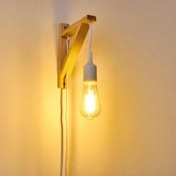 Hofstein Wiedau Wandleuchte Weiß, Holz hell, 1-flammig -Wandleuchten Verkauf wiedau wandleuchte h3339282 do1 8