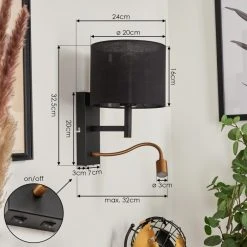 Hofstein Yuruyacu Wandleuchte LED Messing, Schwarz, 2-flammig -Wandleuchten Verkauf yuruyacu wandleuchte h3575529 3