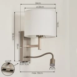 Hofstein Yuruyacu Wandleuchte LED Nickel-Matt, 2-flammig -Wandleuchten Verkauf yuruyacu wandleuchte h3575628 3